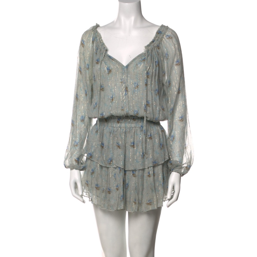 LoveShackFancy Silk Long Sleeve Popover Mini Dress